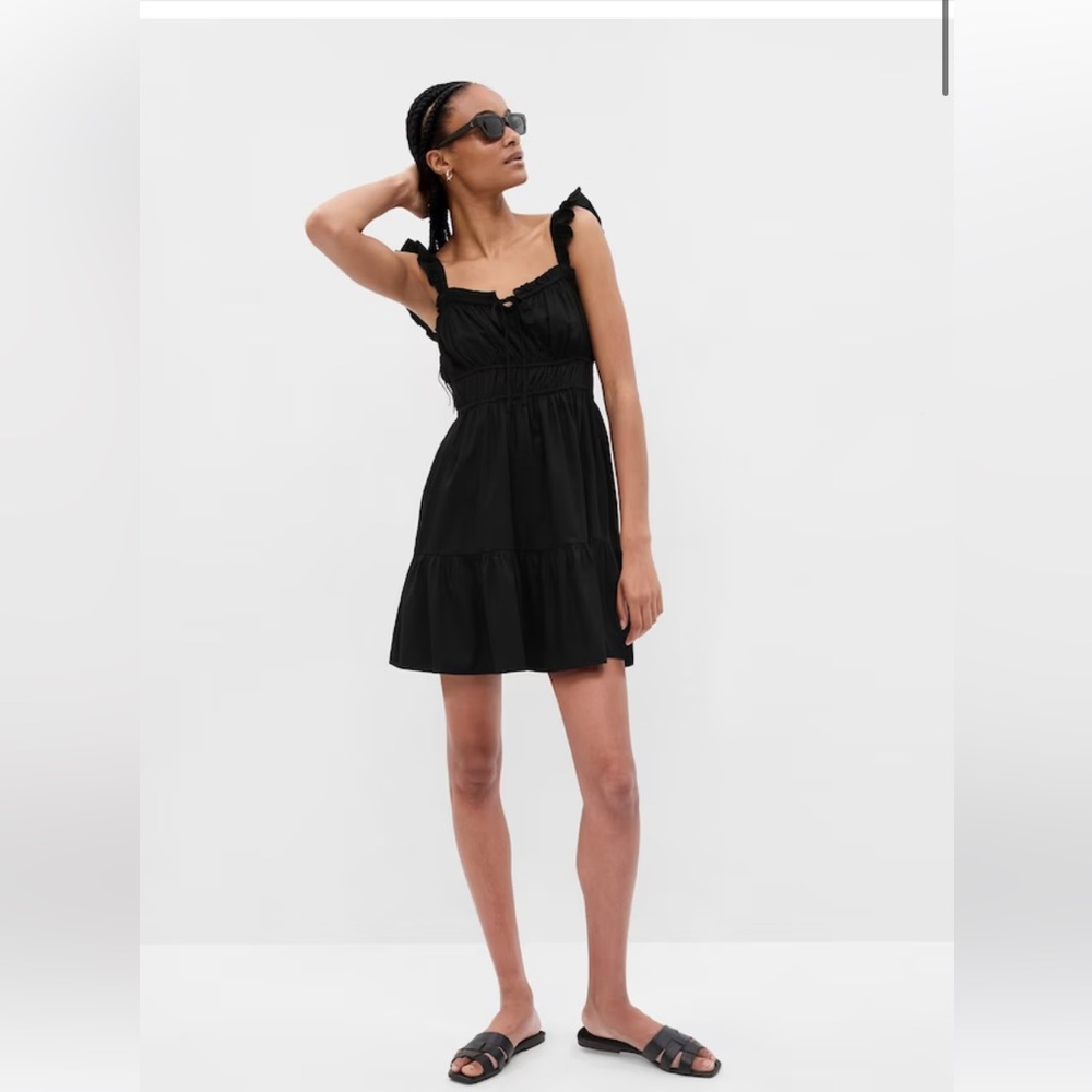 GAP NWT Flutter Sleeve Cinch Waist Mini Dress - Black